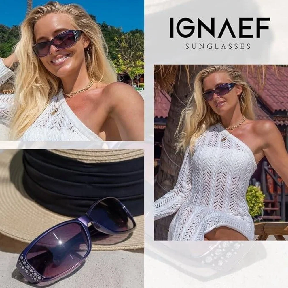 MSRP $26 IGnaef Womens Rhinestone Polarized Sunglasses UV400 Protection